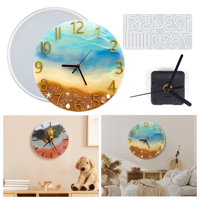 Large Round Clock Silicone Mold DIY Handmade Dial Clock Crafts Epoxy Resin  Mold Wall Decoration Jewelry Making Finding