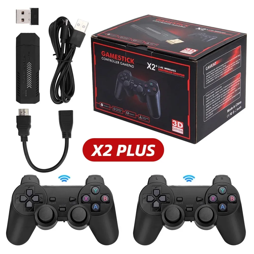X2 Plus 128G 40000 Game GD10 Pro 4K Game Stick 3D HD Retro Video Console Wireless Controller TV 50 Emulator For PS1/N64/DC
