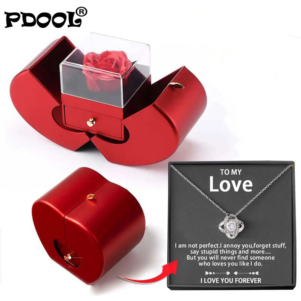 

Рождественский подарок ожерелье с красным яблоком вечная роза для девушки на День Матери новогодние подарки на день Святого Валентина