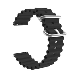 Ocean Silicone Smartwatch Strap Bracelet for Galaxy Watch 7 44mm (Black)