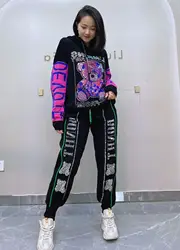 Fashion Bear Diamonds Sweater Set with Long Pants Women Autumn Tracksuit Loose Casual Hooded Two Piece Sets Womens Outifits