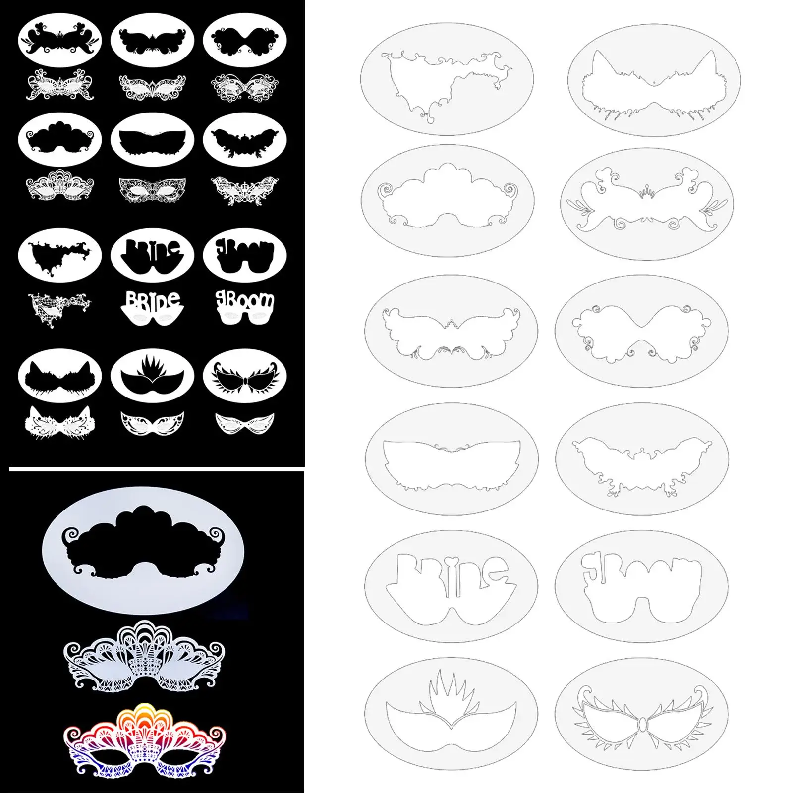 Face Paint Stencils Set Makeup Art Painting Premium Material for