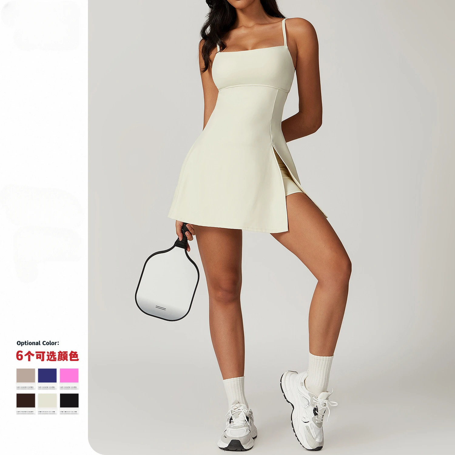 Tennis Skirt with Shorts Fitness Gym Yoga Skirt Women One-Pieces Soft Sports Jumpsuits Golf Badminton Tennis Dress Skorts