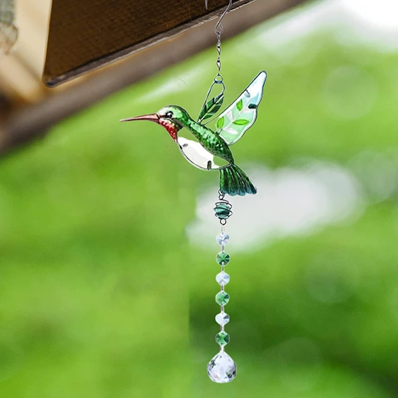 Hanging Wind Chimes Suncatchers Outdoor Wind Butterfly Hummingbird Pendants Crystal Ball Prism Ornament Garden Decoration outdoor wind chimes,wind bell pendant