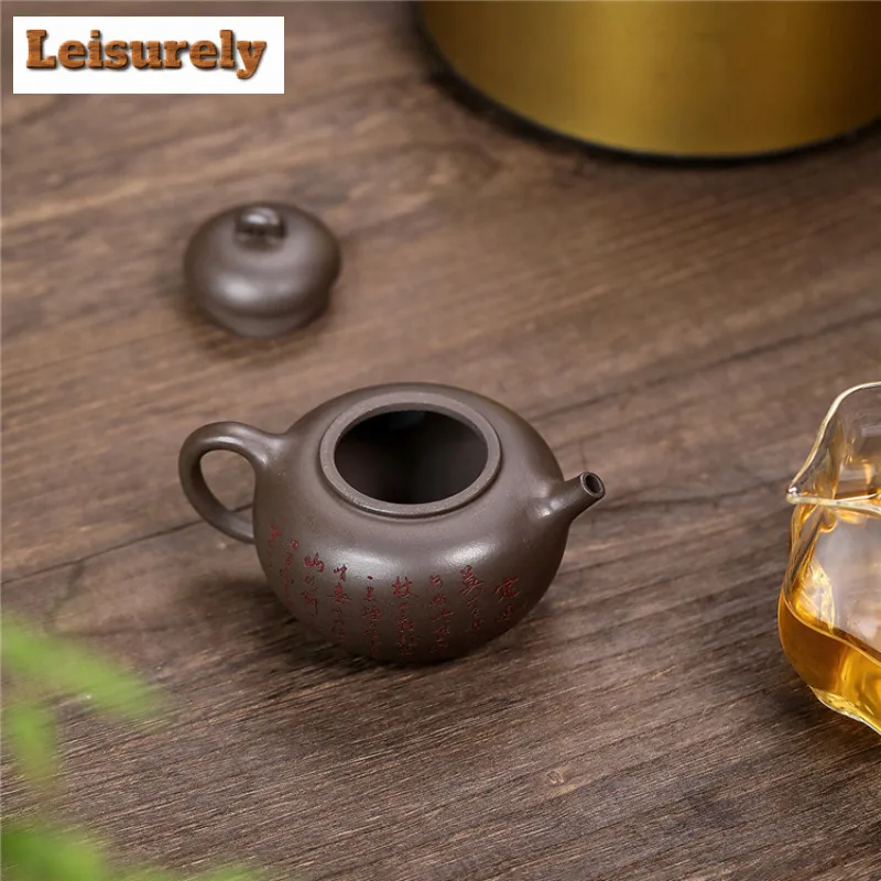 180ml Traditional Yixing Purple Clay Teapot Handmade Pot Raw Ore Steel Grey Section Mud Tea Maker Kettle Zisha Tea Set Tea Gift