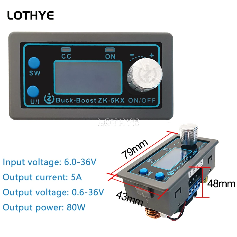 Programável Aumento de Tensão de Controle Numérico e Queda dc Ajustável Regulada Fonte de Alimentação Solar de Carregamento 6.036v Zk5kx 5a 80w - Image 5