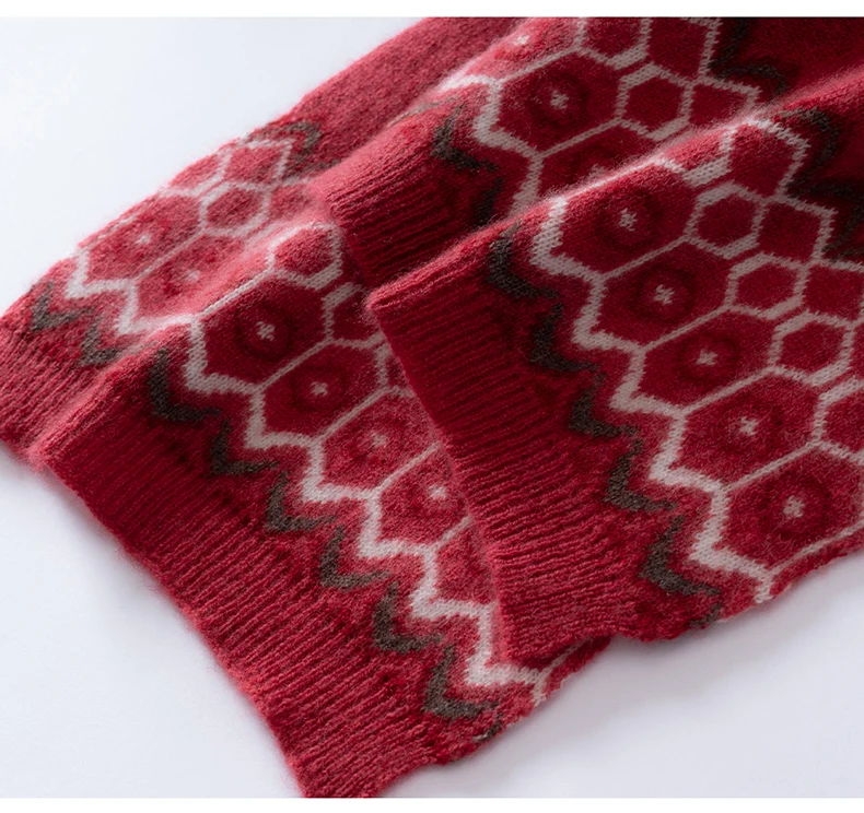 Neuer 100 % Kaschmir Fair Isle verdickter Vintage-Jacquard-Schal einfarbig Winteratmosphäre gestrickter Halswärmer – Detail 15