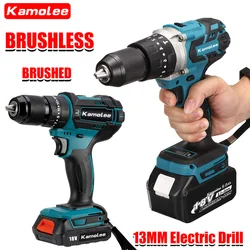 Kamolee 13mm/10mm Cordless Brushless Impact Drill Electric Screwdriver Home DIY Power Tools For Makita 18V Battery