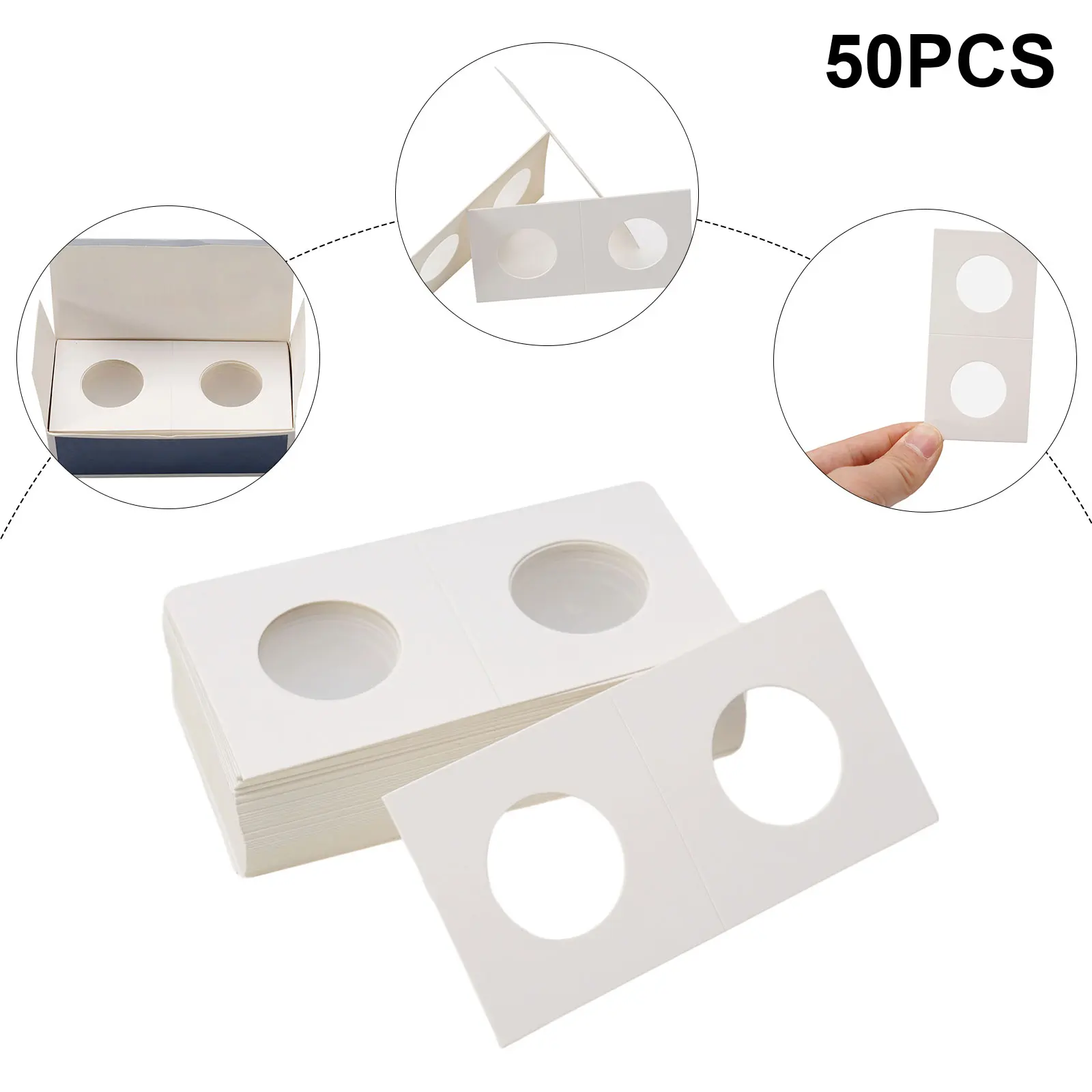 

50PCS Storage Stamp Holder Square Cardboard Case Coin Album Collection Coin Holders Flip Clip Coin Cover Storage Supplies
