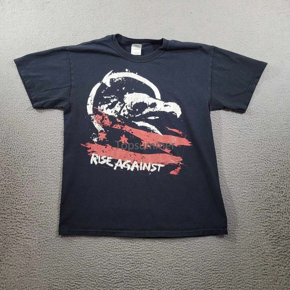 

Vintage Rise Against Shirt Mens Medium Black Punk Rock Grunge Thrashed Band Tee