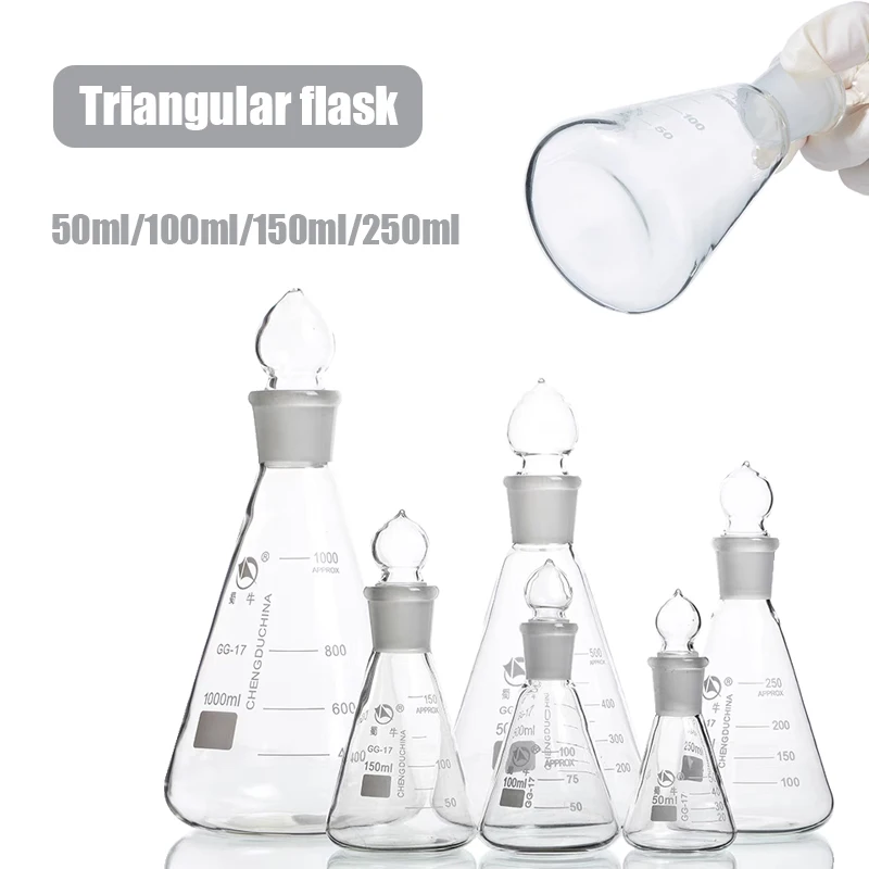 

50ml/100ml/150ml/250ml Lodine Flask With Ground-in Glass Stopper Mark Lodine Volumetric Flask Triangular Flask