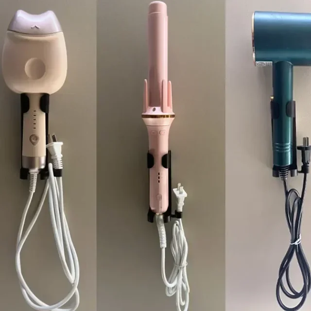 Piastra per bigodini Supporto per arricciacapelli Staffa per arricciare Organizzatore per asciugacapelli a parete per accessori per la casa da bagno Alta qualità 3