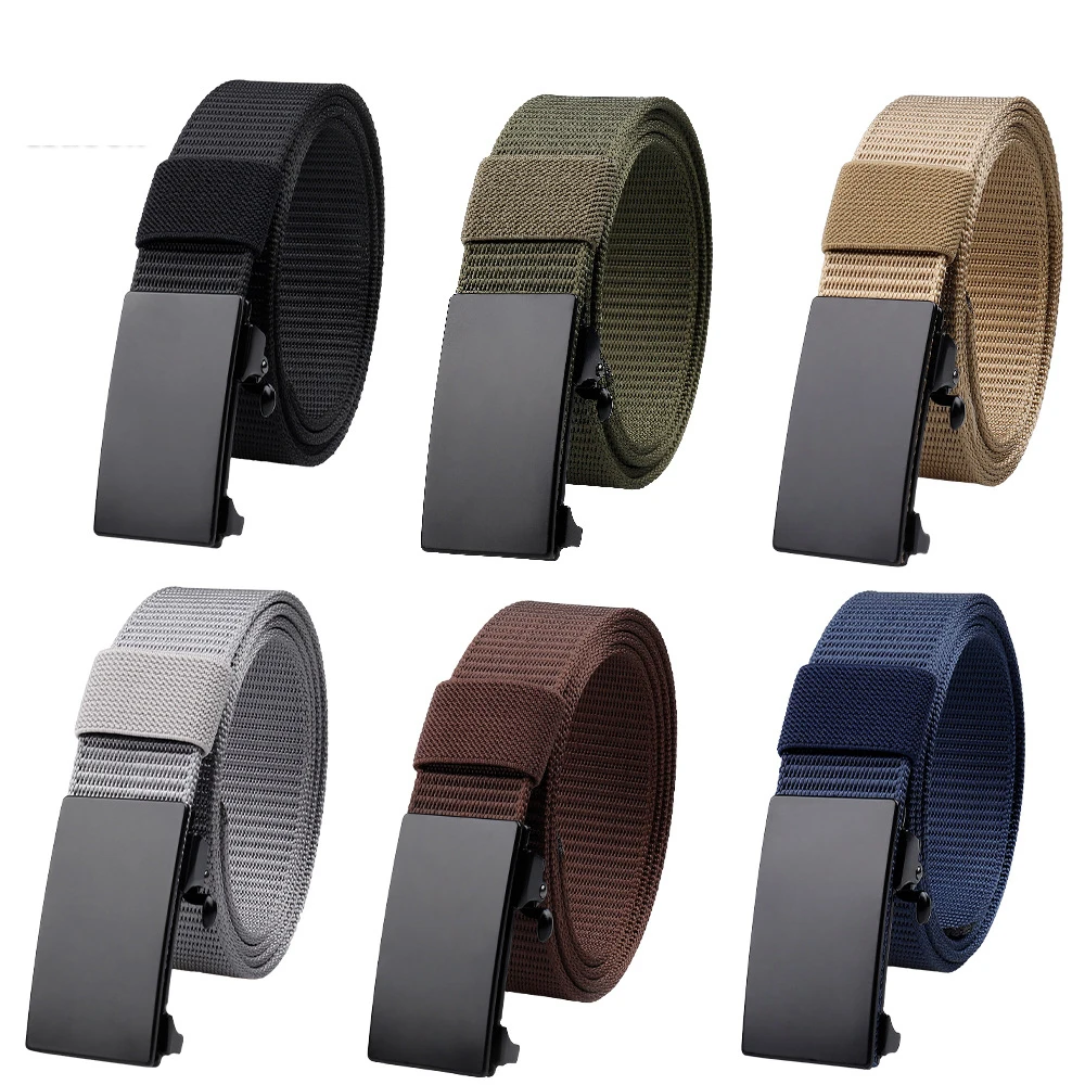 

Nylon Automatic Buckle Men Belt Outdoor Tooling Jeans Solid Color Canvas Waistband High Quality Tactical Belt for Men