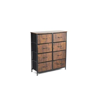 Brown 8 Drawers Dresser for Bedroom Chest Organizer Storage with Fabric Bins 2