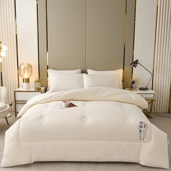 Cotton Comforter Duvet Insert - Quilted White Comforters Queen Size, All Season Down Alternative Queen Size Bedding Comforter