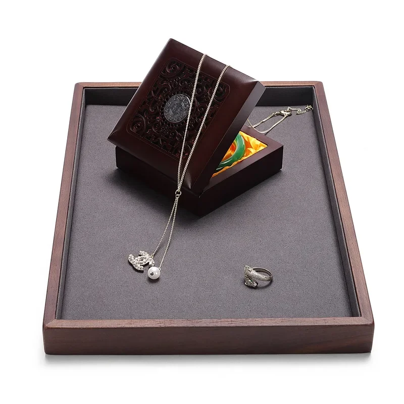 Luxury Wood Jewelry Storage Tray Display Ring Bracelet Necklace Storage Box Showcase Drawer Organizer Trays Window display