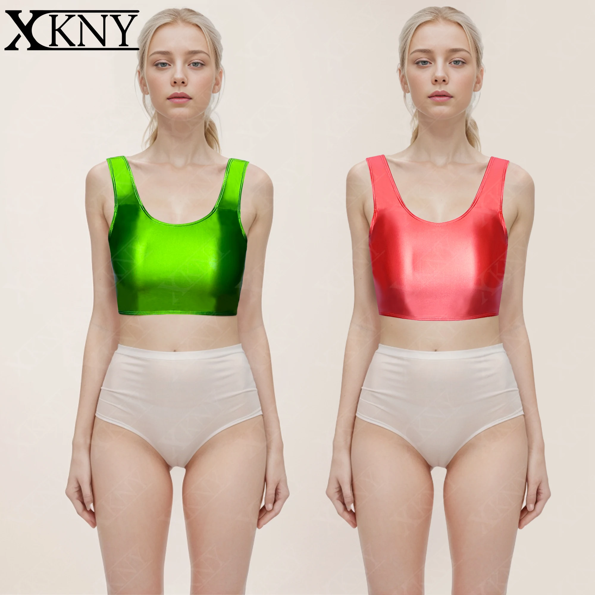 

XCKNY sexy Satin glossy top oil shine bottoming shirt sleeveless suspender vest versatile sports Yoga swimming underwear bra