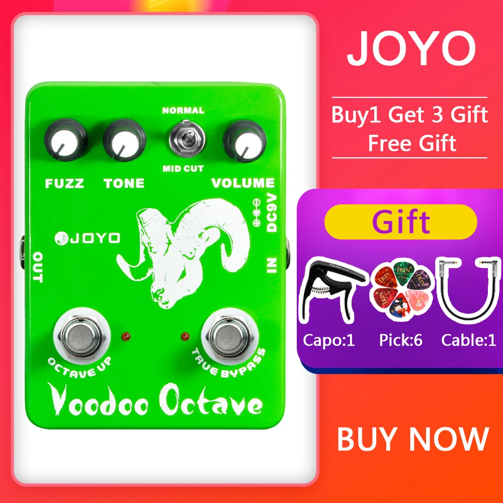 

JOYO JF-12 Voodoo Octave Guitar Effect Pedal Features both Distortion and Octave Effect True Bypass Electric Guitar Bass Pedal