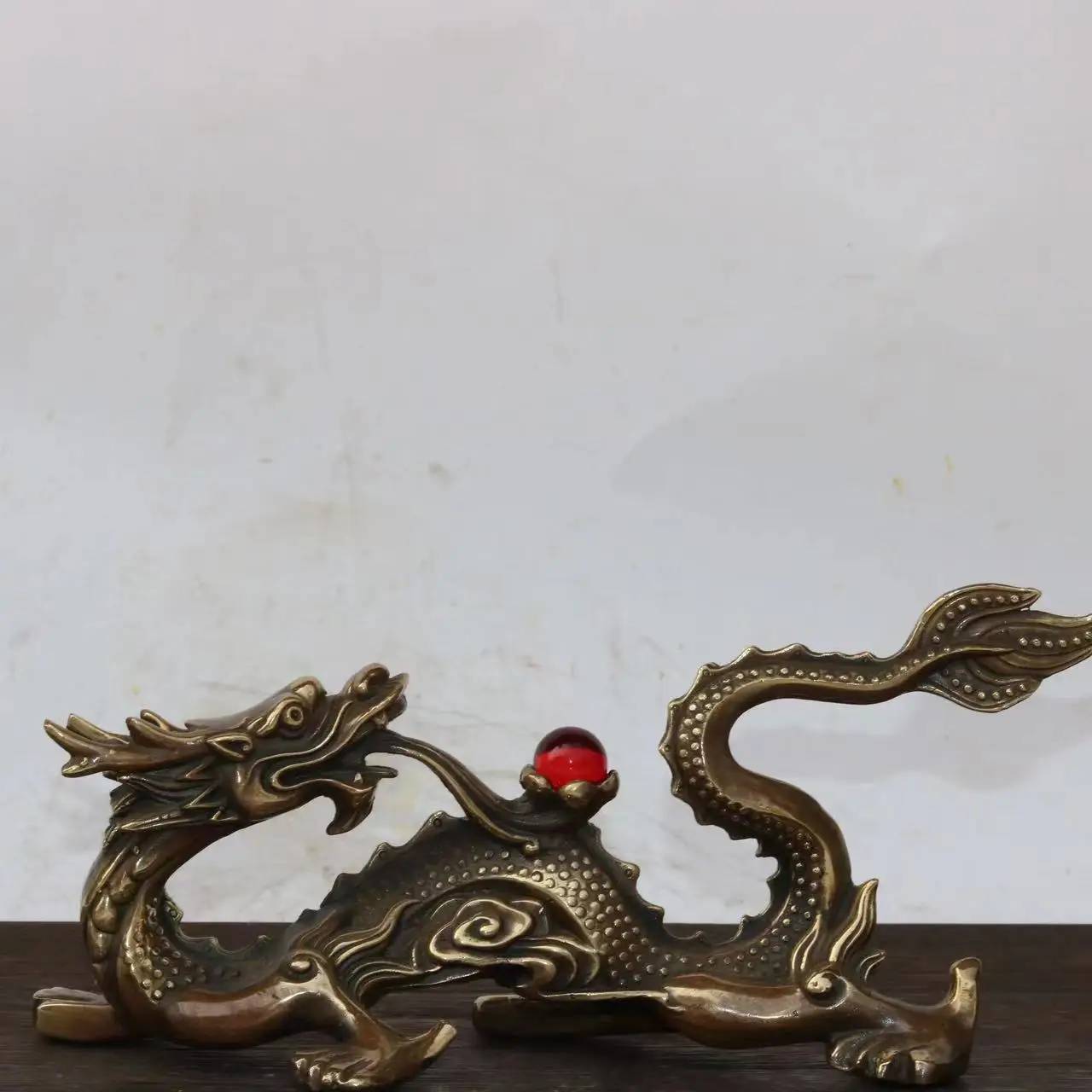 

Rare old copper Dragon heads back statue