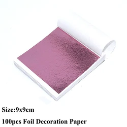 100pcs Multicolor Metallic Foil Sheets for DIY Art and Craft Projects (Rose Red)