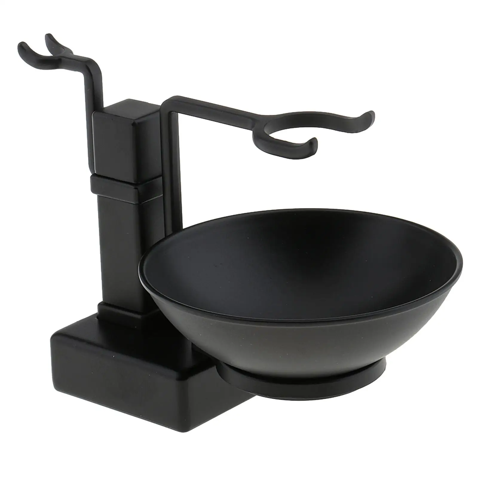  High Quality Bathroom Barber Men Metal Shaving Rack Stand Set - Shave Brush Holder Shelf + Soap Mug Cup Bowl Black 