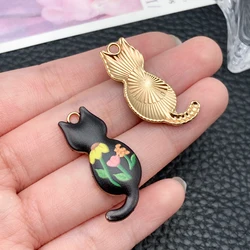 Pack of Cute Cat Alloy Enamel Charms for DIY Jewelry and Accessories (24446 - 5pcs)