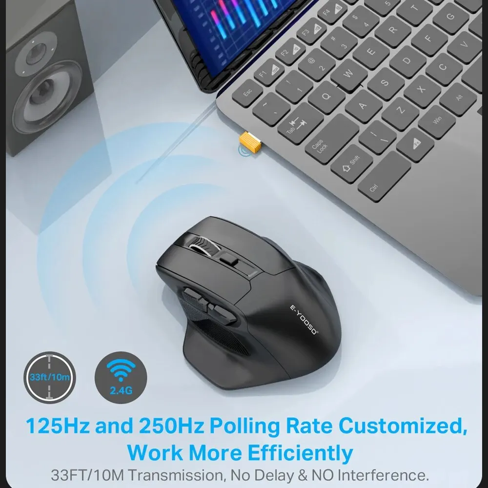 E-YOOSO X-31 USB 2.4G Wireless Gaming Large Mouse for Big Hands PAW3212 4800 DPI 5 Buttons for Gamer Mice Computer Laptop PC — view 3