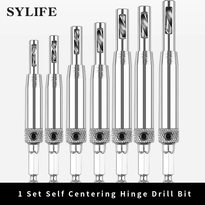 1 Set Self Centering Hinge Drill Bit Door Cabinet Hinge Locating Hole Cutter Woodworking Tool HSS Center Drill Bit 5/64-1/4