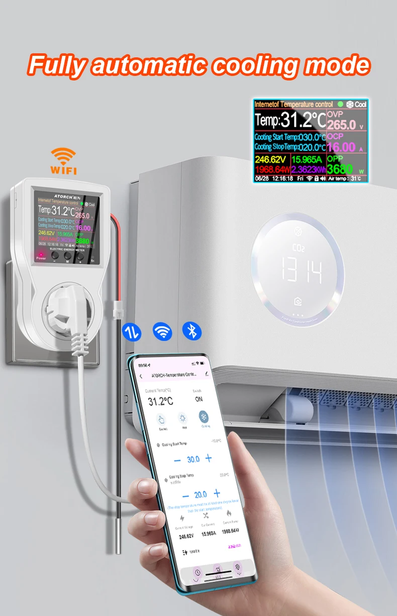 Tuya WIFI  µ  ť µ Ʈѷ, Ÿ̸ ġ, ð , 3M NTC , 16A, AC220V