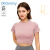 OhSunny Women Fashion Crop Tops Anti-UV UPF50+ Slim Sexy Short Sleeve Shirt Tee Design Top Gym T-Shirt Osasuna Workout Tank 1