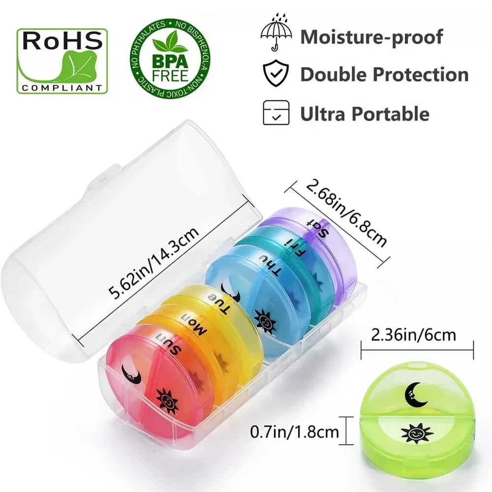 Weekly Medicine Storage Organizer Pill Box Holder Container Pill Case Medicine Tablet Portable Dispenser Organizer