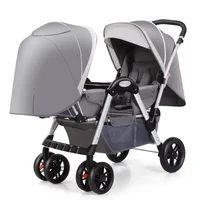 Poussette jumelle avec siège avant et arrière, pliable, parapluie jumeau, assise et inclinable, perfecand, lavable, nouveau 1