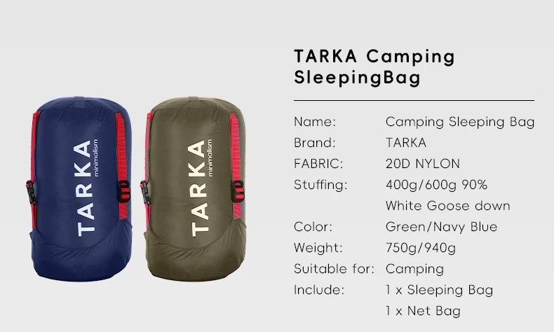 Description Picture 5 of itemTARKA Goose Down Sleeping Bag Ultralight Camping Tourism Envelope Sleeping Bags Climbing Hiking Equipment Camp Sleeping Gears