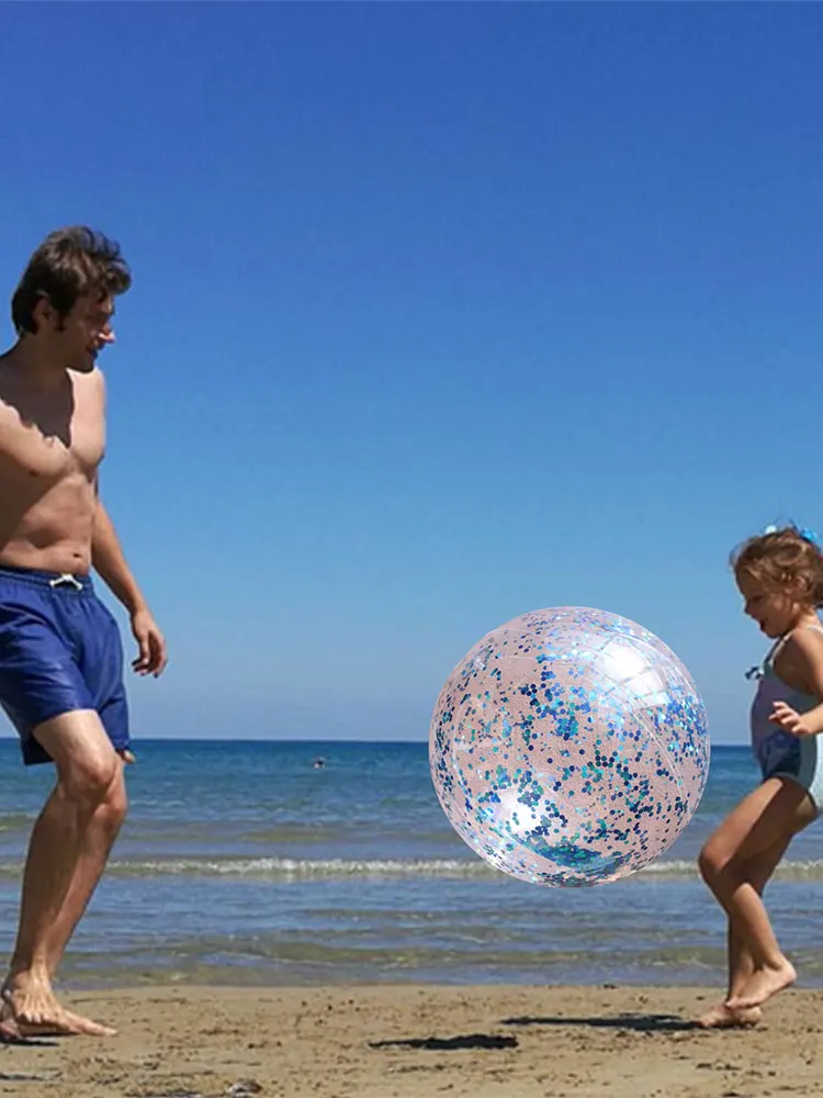 Glitter Beach Ball Inflatable 16-Inch Confetti Swim Pool Balls