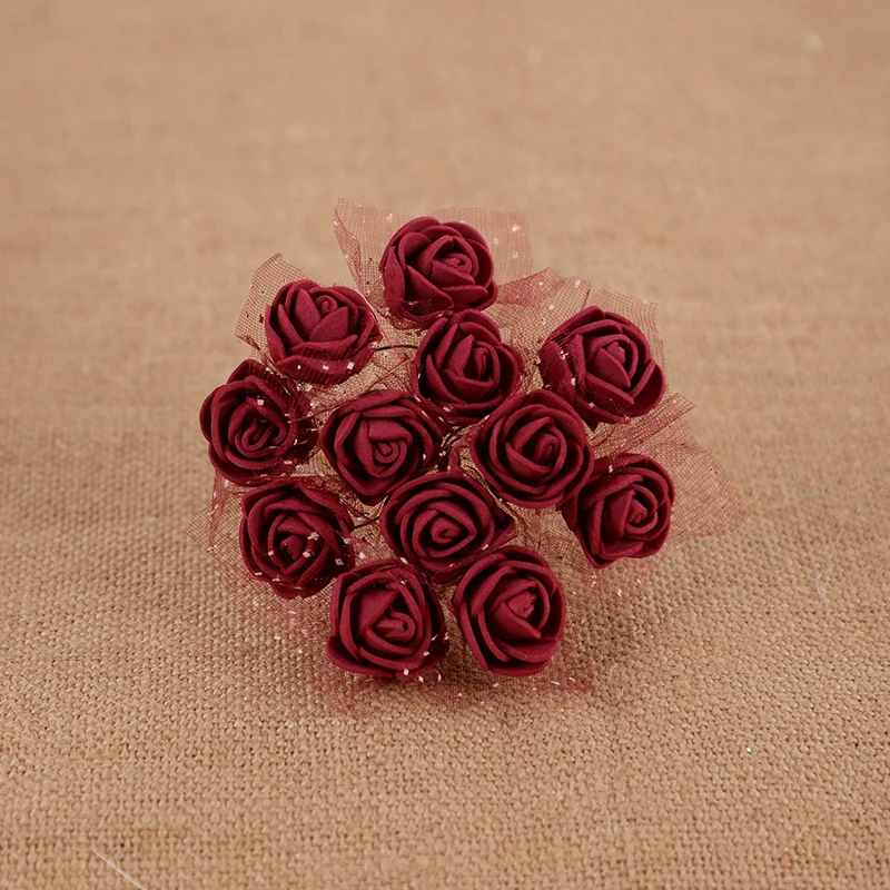 144/288 stücke 2cm Mini Spitze Pe Rose Blumen köpfe DIY künstliche gefälschte Rosen Blumen kopf Hochzeit Zubehör Wohnkultur Blumen köpfe – Detail 7