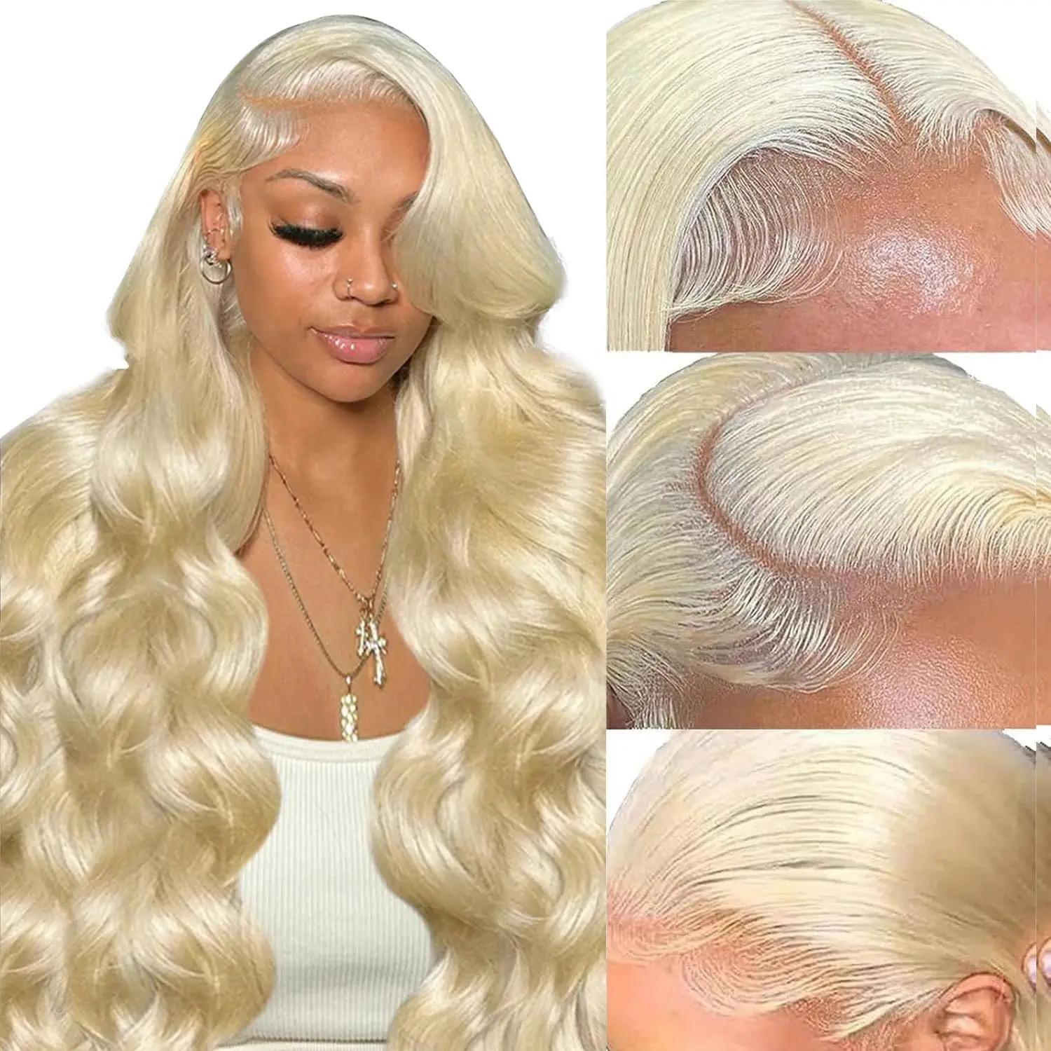 613 Blonde Body Wave Lace Front Wigs Human Hair 13X4 Lace Front Wigs Human Hair 200 Density 613 HD Lace Frontal Wigs Pre Plucked