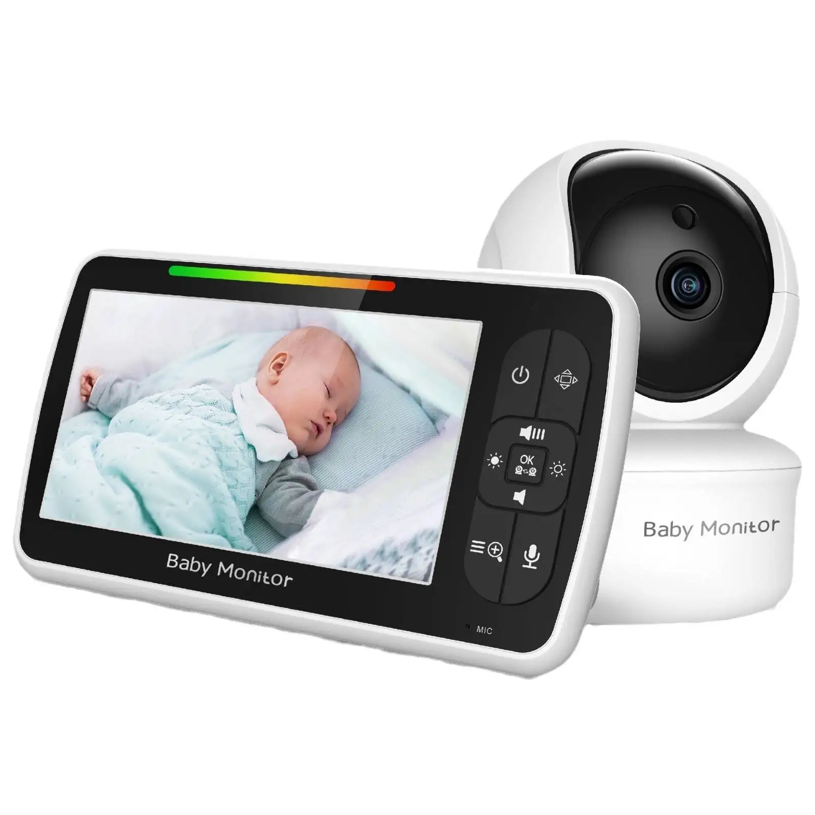 5 inch HD Video Baby Monitor With Camera And Audio 1200mah Battery 2.4GHz Wireless Intercom Audio Temperature Sensor Lullaby