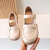2024 Spring Children Leather Shoes Brown Black White Toddler Girls Flat Shoes Retro Color Elegant Kids School Shoes Girl H07191 2