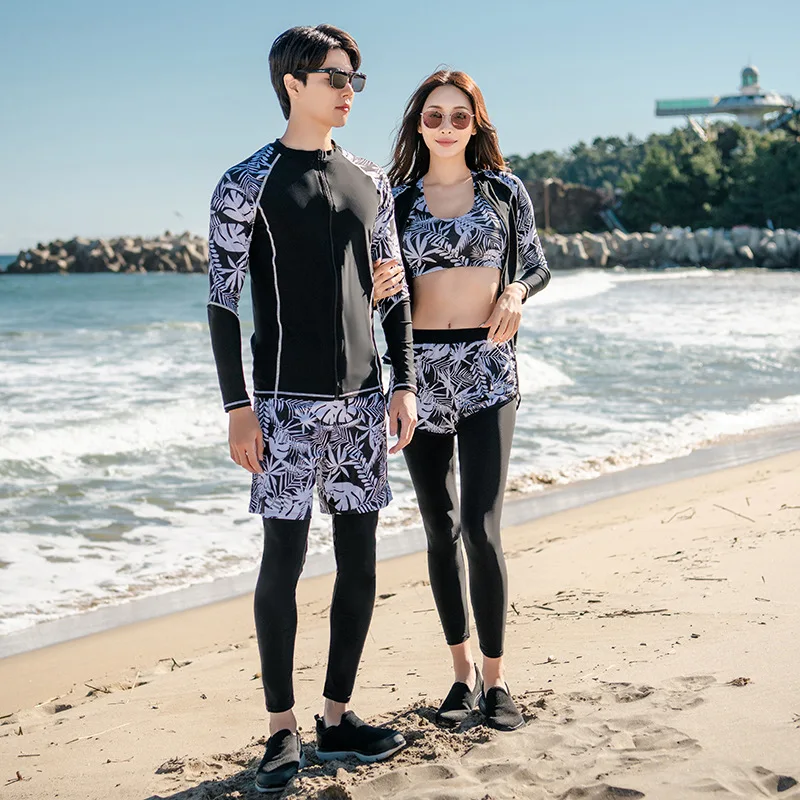

Lovers Split Wetsuit Diving Suit Long Sleeve Surf Suit Sunscreen Zipper Style Swimsuit Scuba Diving Surfing Suit