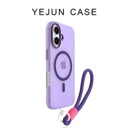Premium Lanyard Silicone Magnetic Clear Phone Case for iPhone 17 Pro Max (PURPLE)