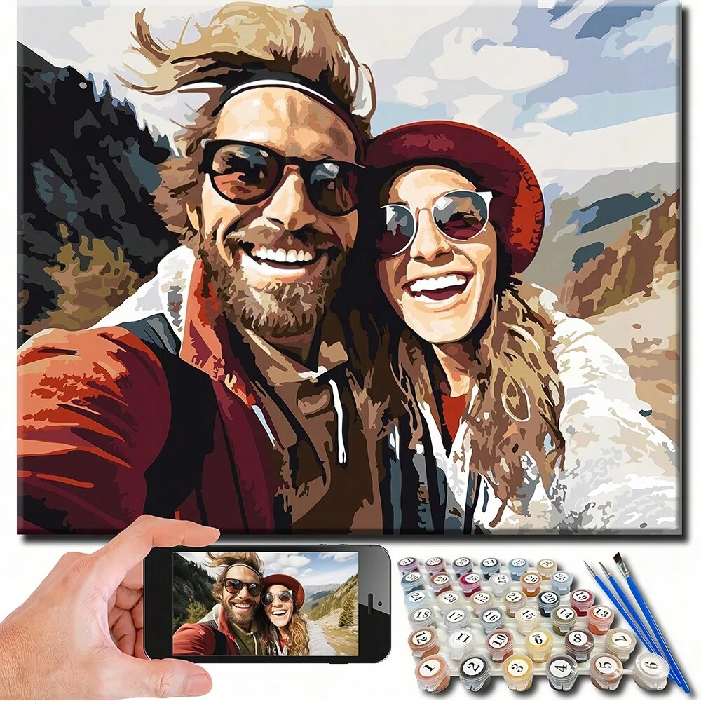 Photo Painting By Numbers Kits Couples Travel Hand Painted