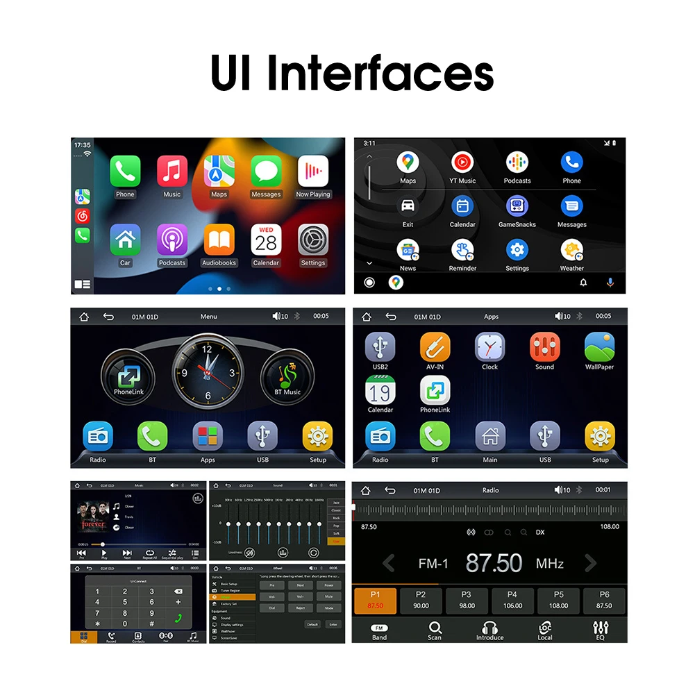1Din Car Stereo Wireless CarPlay Android Auto Car Radio 5-Inch Touch Screen Bluetooth Handsfree Call USB Mirrorlink Audio System