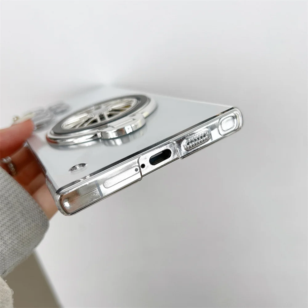 Ultra Thin Frameless Magnetic Stand Phone Case with Luxury Plating and Clear Protective Cover