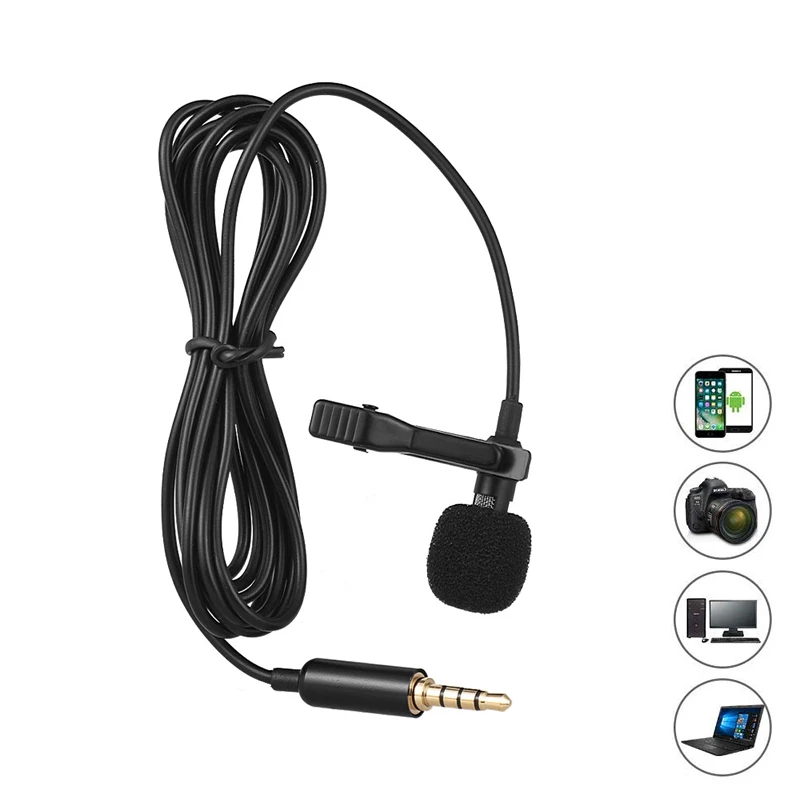 Portable Lavalier Microphone 3.5mm Handsfree Cord Line Omnidirectional