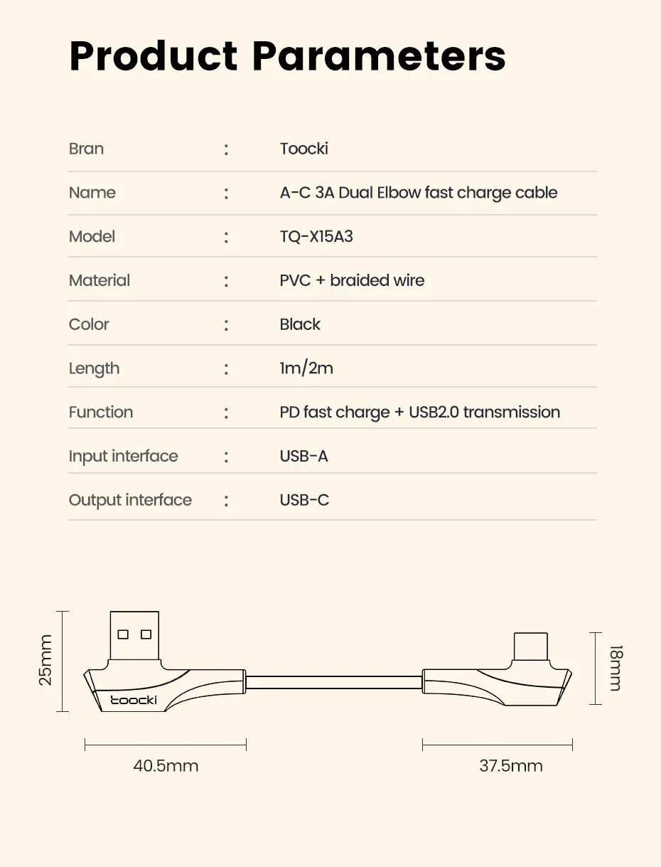 Toocki 60w 100w usb typ c 90 grad dual ellenbogen daten kabel für huawei xiaomi samsung realme – Detail 13