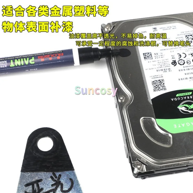 12pc Filolang MK-28MA Matte Black Paint Marker - Waterproof & Oil-Resistant, Non-Fading for Metal Hardware, Gray & W