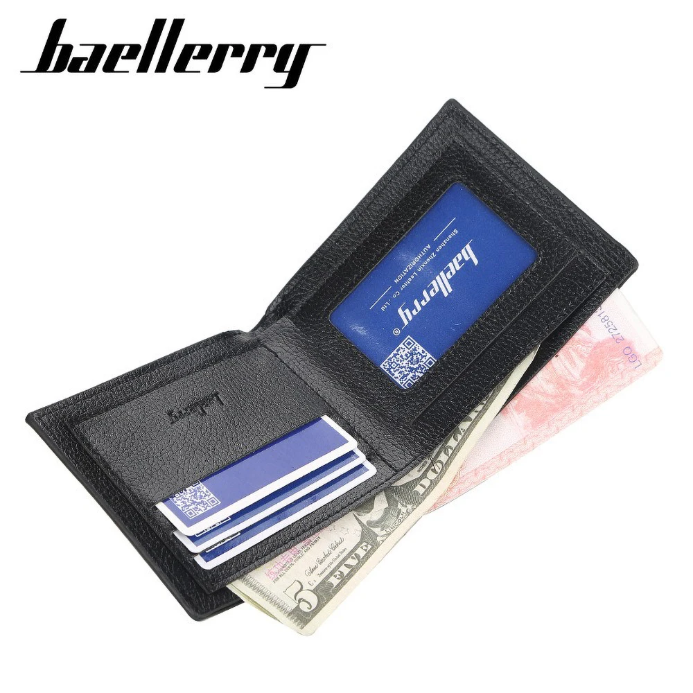 Baellerry Men's Short Wallet PU Leather Slim Front Pocket Card Holder Travel Gift for Him
