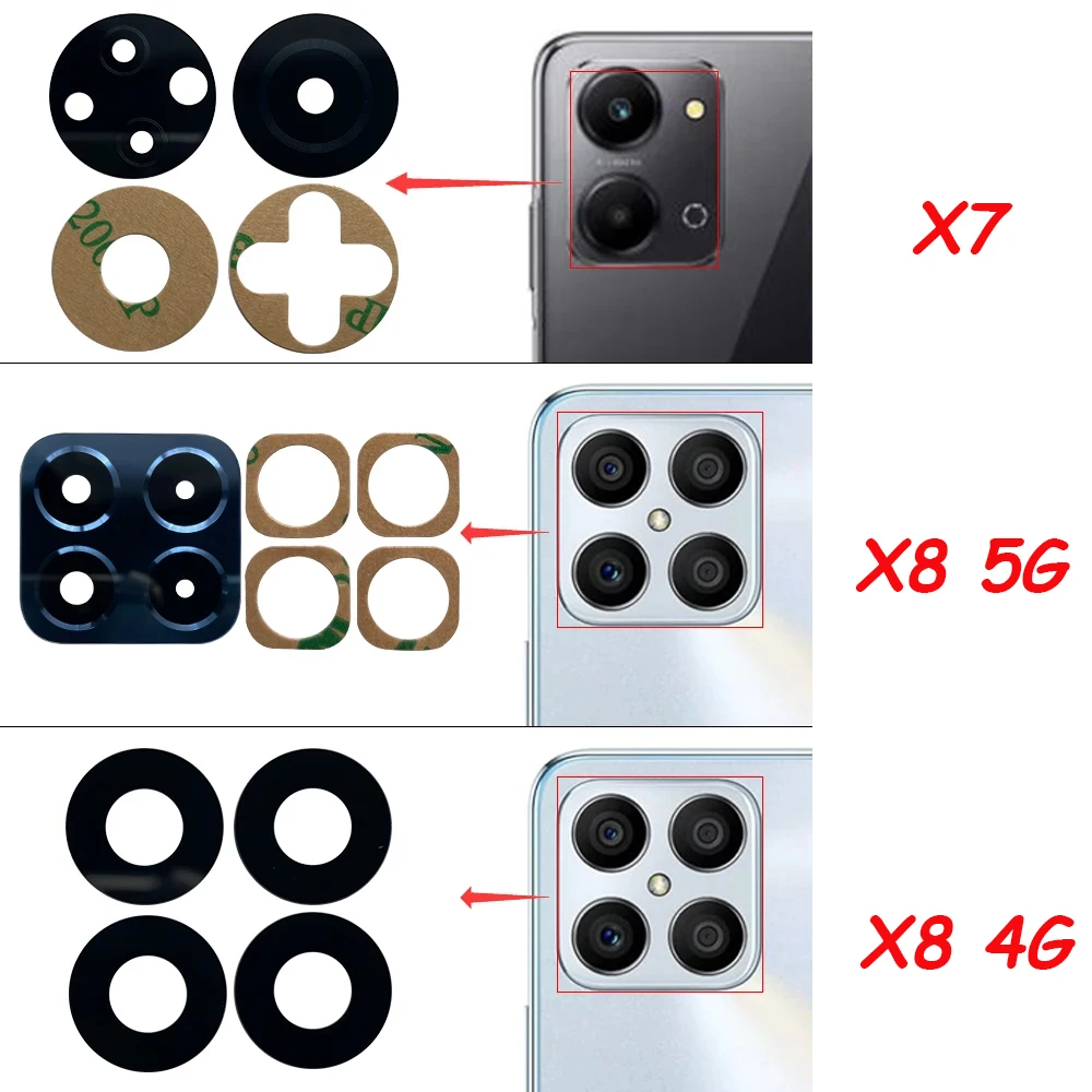 Стеклянный объектив задней камеры для Huawei Honor 60 70 80 Se Pro X6 X7 X7A X8A X30 X40 X8 4G X9