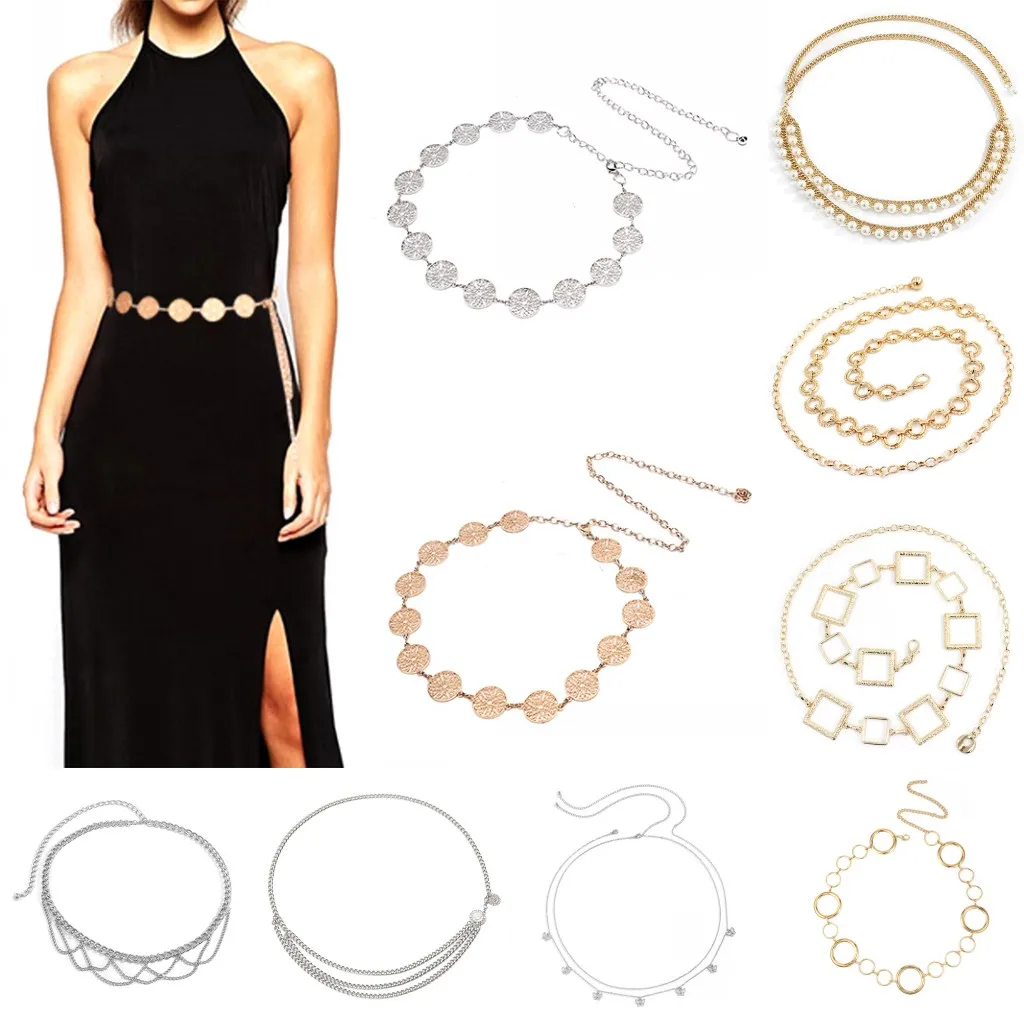 

1PC Retro Fashion Alloy Women Belt Waist Chain Fringes Pearl Multi-layer Tassel Waist Chain Jewelry 10 Styles