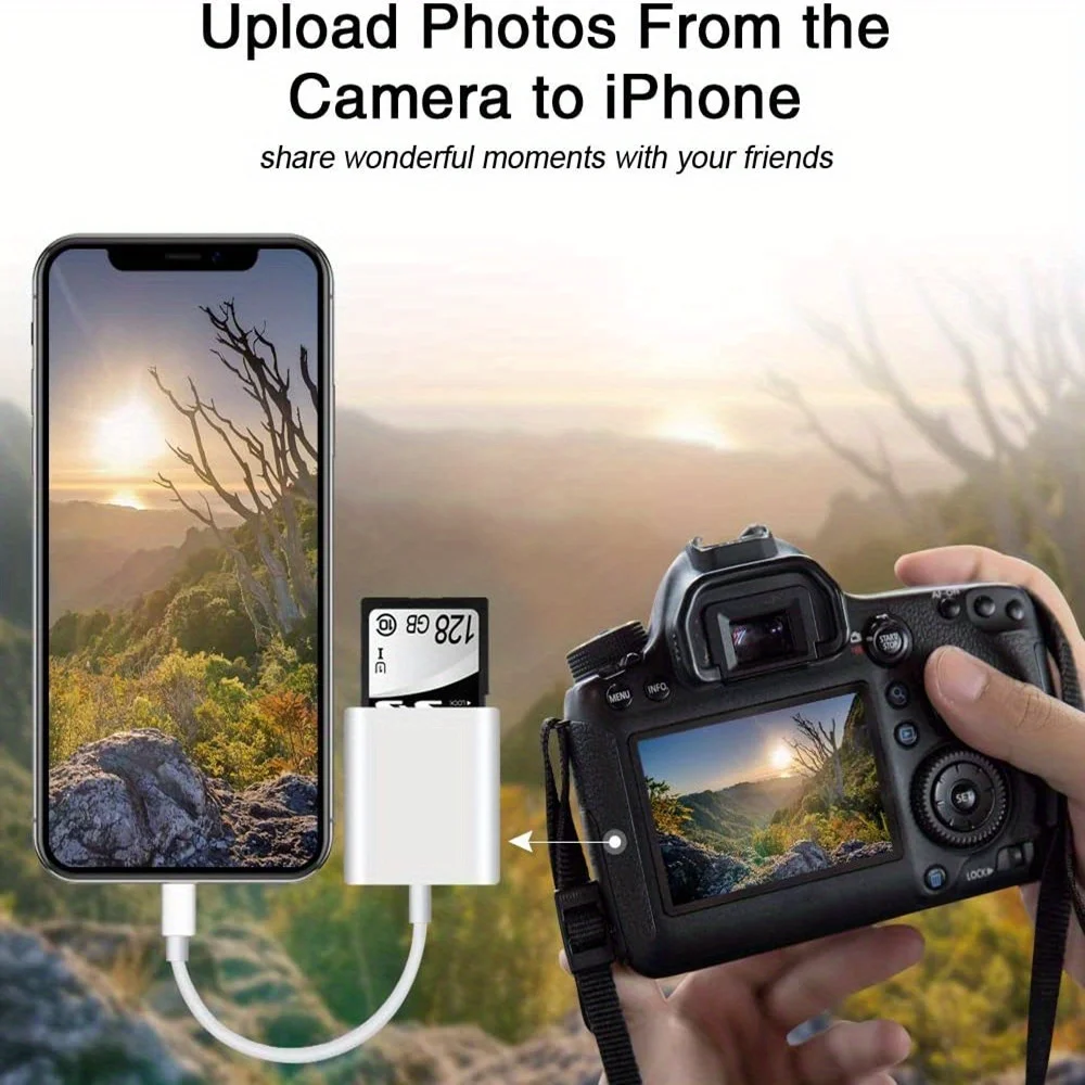 For iPhone Card Reader Memory Card Adapter for iphone 14 13 12 8Pin To SD TF Camera Card Reader Data Converter OTG Data Cable — view 4